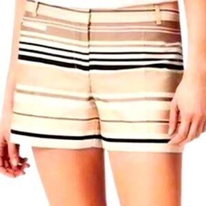 Ann Taylor Striped Preppy Resort-wear Pink, Tan & Cream Women's Shorts, Size 4